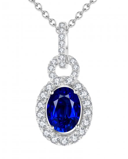 OVAL COLORED STONE DIAMOND PENDANT (TP1783)