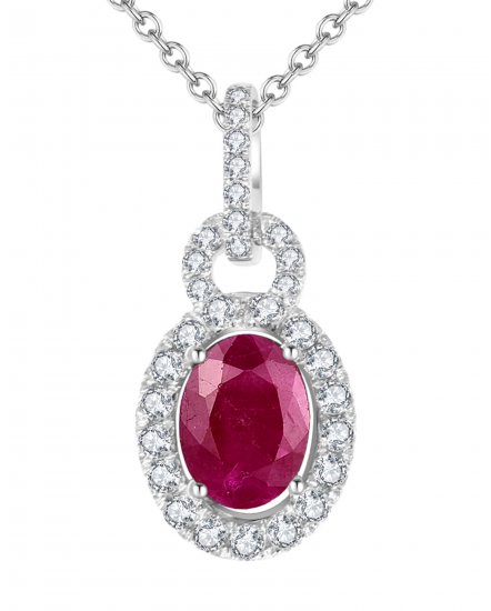 OVAL COLORED STONE DIAMOND PENDANT (TP1783)
