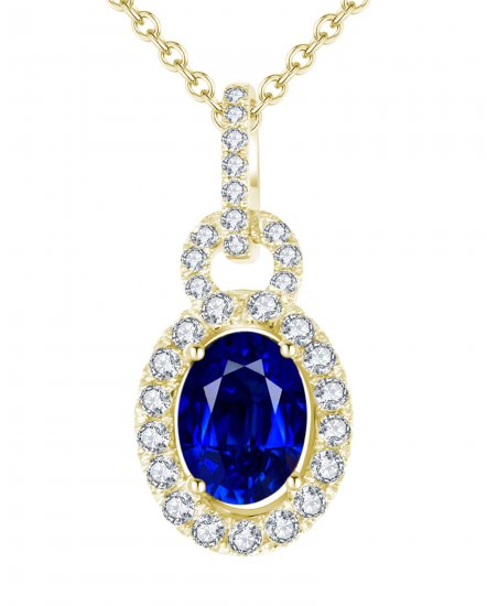 OVAL COLORED STONE DIAMOND PENDANT (TP1783)