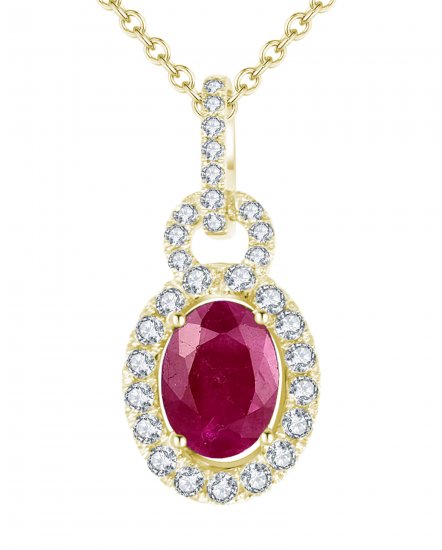 OVAL COLORED STONE DIAMOND PENDANT (TP1783)