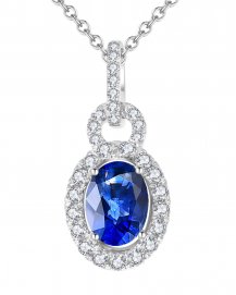 OVAL COLORED STONE DIAMOND PENDANT (TP1783)