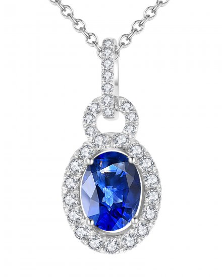 OVAL COLORED STONE DIAMOND PENDANT (TP1783)