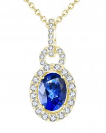 OVAL COLORED STONE DIAMOND PENDANT (TP1783)