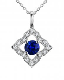 RHOMBUS SHAPE COLORED STONE DIAMOND PENDANT (TP1788)