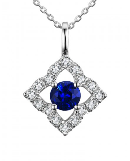 RHOMBUS SHAPE COLORED STONE DIAMOND PENDANT (TP1788)