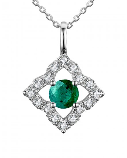 RHOMBUS SHAPE COLORED STONE DIAMOND PENDANT (TP1788)