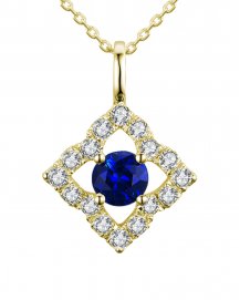RHOMBUS SHAPE COLORED STONE DIAMOND PENDANT (TP1788)