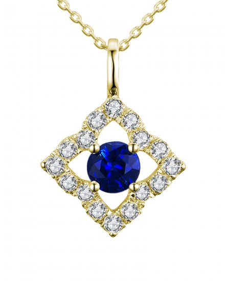 RHOMBUS SHAPE COLORED STONE DIAMOND PENDANT (TP1788)