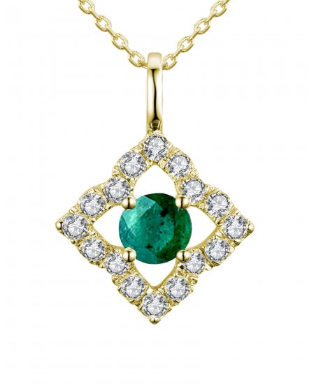 RHOMBUS SHAPE COLORED STONE DIAMOND PENDANT (TP1788)