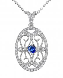 OVAL STYLE COLORED STONE DIAMOND PENDANT (TP1789)