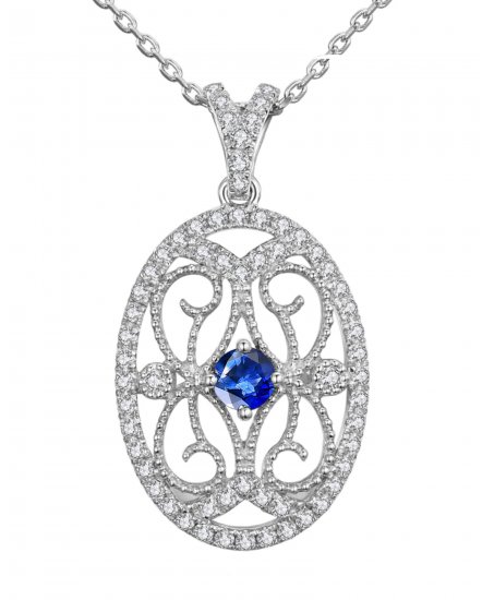 OVAL STYLE COLORED STONE DIAMOND PENDANT (TP1789)