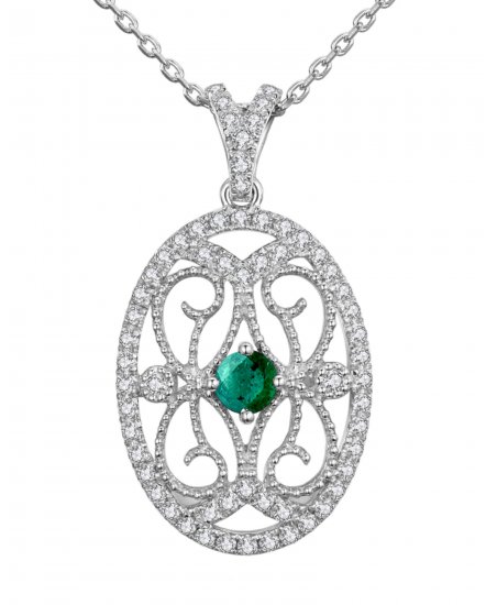 OVAL STYLE COLORED STONE DIAMOND PENDANT (TP1789)