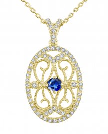 OVAL STYLE COLORED STONE DIAMOND PENDANT (TP1789)