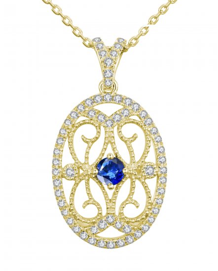 OVAL STYLE COLORED STONE DIAMOND PENDANT (TP1789)