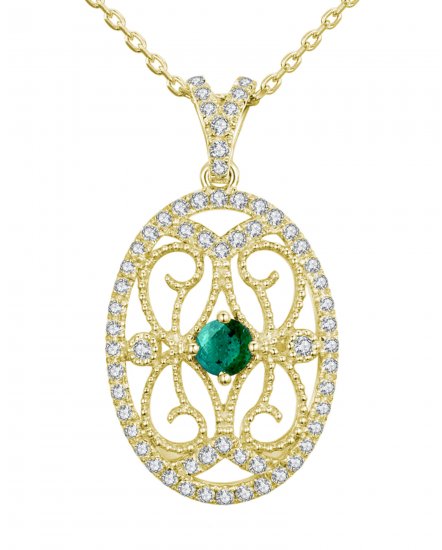 OVAL STYLE COLORED STONE DIAMOND PENDANT (TP1789)