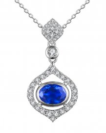 OVAL COLORED STONE DIAMOND PENDANT (TP1790)