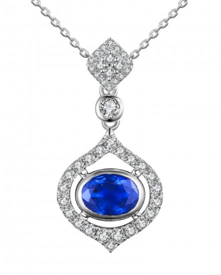 OVAL COLORED STONE DIAMOND PENDANT (TP1790)