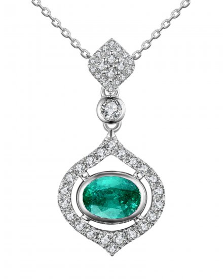 OVAL COLORED STONE DIAMOND PENDANT (TP1790)