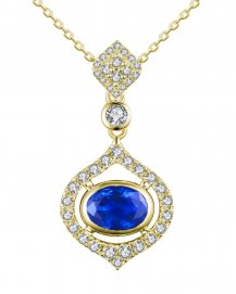 OVAL COLORED STONE DIAMOND PENDANT (TP1790)