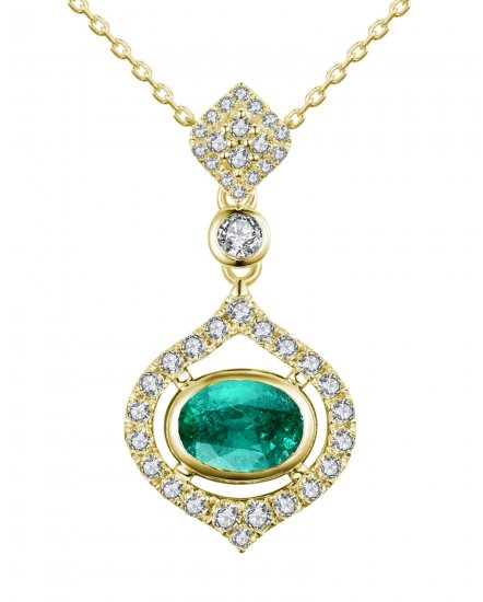 OVAL COLORED STONE DIAMOND PENDANT (TP1790)