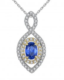 OVAL COLORED STONE DIAMOND PENDANT (TP1800)