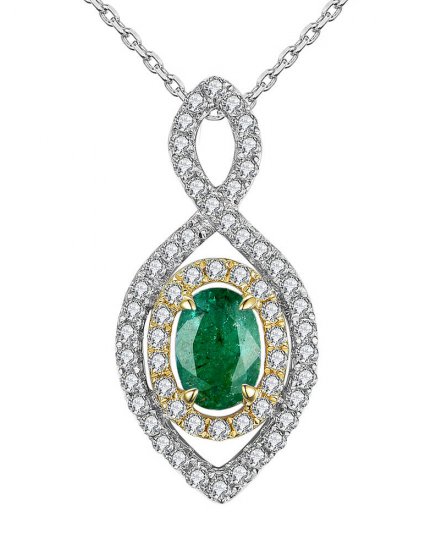 OVAL COLORED STONE DIAMOND PENDANT (TP1800)