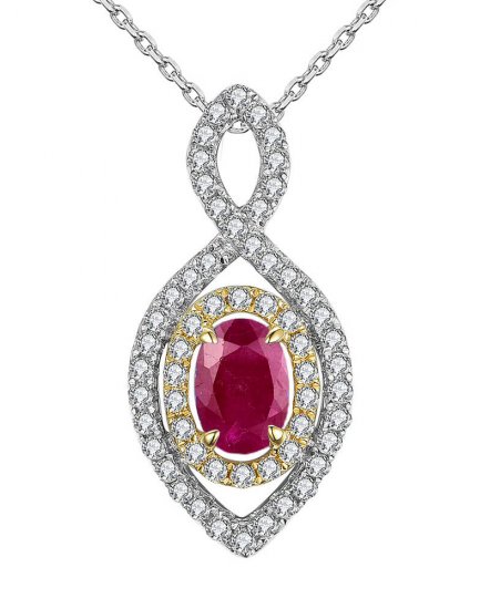 OVAL COLORED STONE DIAMOND PENDANT (TP1800)