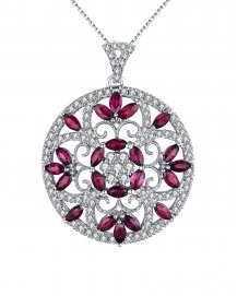 ROUND COLORED STONE DIAMOND PENDANT (TP1806)