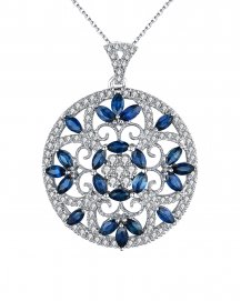 ROUND COLORED STONE DIAMOND PENDANT (TP1806)