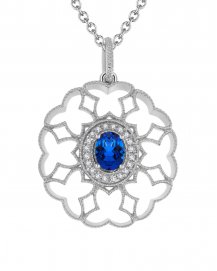 OVAL SAPPHIRE DIAMOND PENDANT (TP1807)