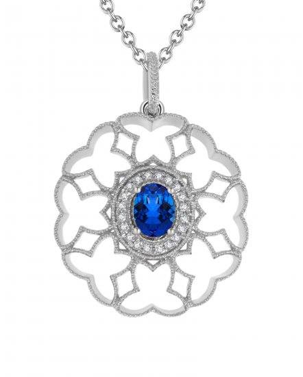 OVAL SAPPHIRE DIAMOND PENDANT (TP1807)