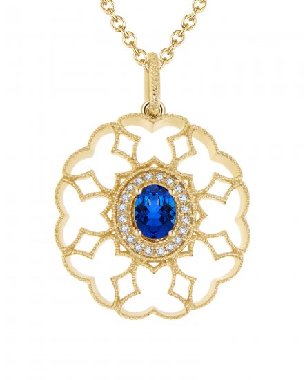 OVAL SAPPHIRE DIAMOND PENDANT (TP1807)