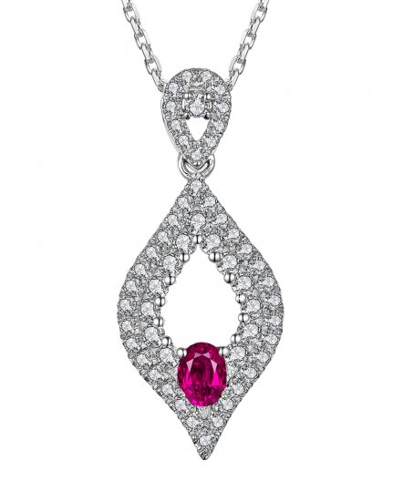 LEAF STYLE COLORED STONE DIAMOND PENDANT (TP1810)