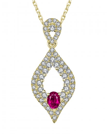 LEAF STYLE COLORED STONE DIAMOND PENDANT (TP1810)