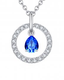 ROUND STYLE PEAR SAPPHIRE DIAMOND PENDANT (TP1817)