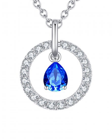 ROUND STYLE PEAR SAPPHIRE DIAMOND PENDANT (TP1817)