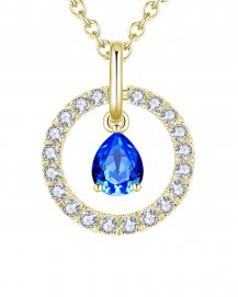 ROUND STYLE PEAR SAPPHIRE DIAMOND PENDANT (TP1817)