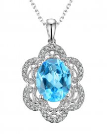 OVAL SWISS BLUE TOPAZ DIAMOND PENDANT (TP1827)
