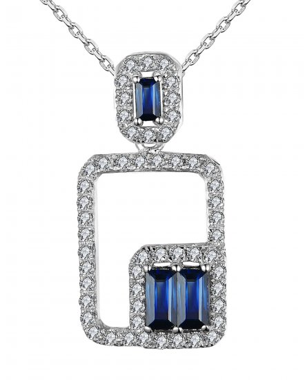 RECTANGLE SAPPHIRE DIAMOND PENDANT (TP1829)