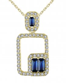 RECTANGLE SAPPHIRE DIAMOND PENDANT (TP1829)