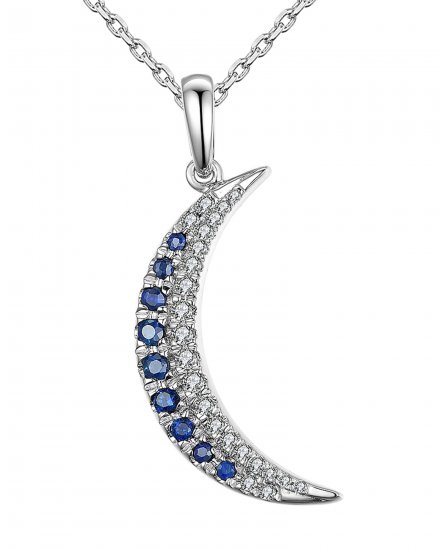CRESCENT MOON SAPPHIRE DIAMOND PENDANT (TP1832)
