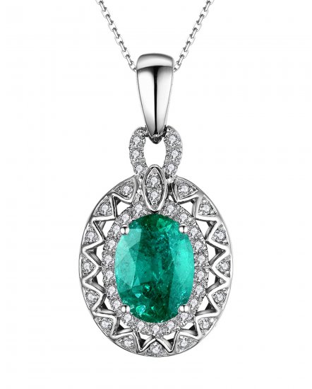 OVAL COLORED STONE DIAMOND PENDANT (TP1845)