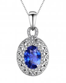 OVAL COLORED STONE DIAMOND PENDANT (TP1845)