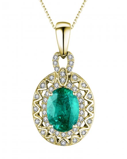 OVAL COLORED STONE DIAMOND PENDANT (TP1845)