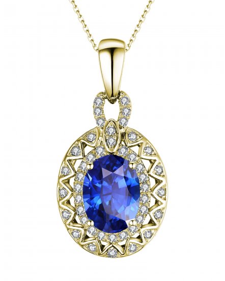 OVAL COLORED STONE DIAMOND PENDANT (TP1845)