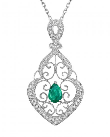 PEAR EMERALD DIAMOND PENDANT (TP1846)