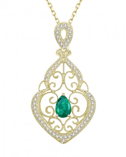 PEAR EMERALD DIAMOND PENDANT (TP1846)