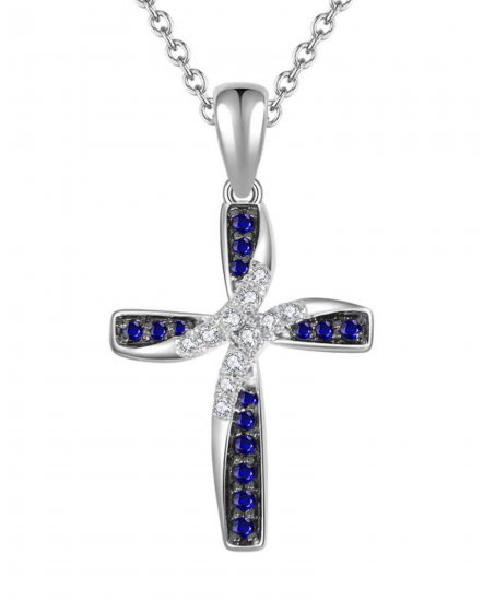CROSS SAPPHIRE DIAMOND PENDANT (TP1847)