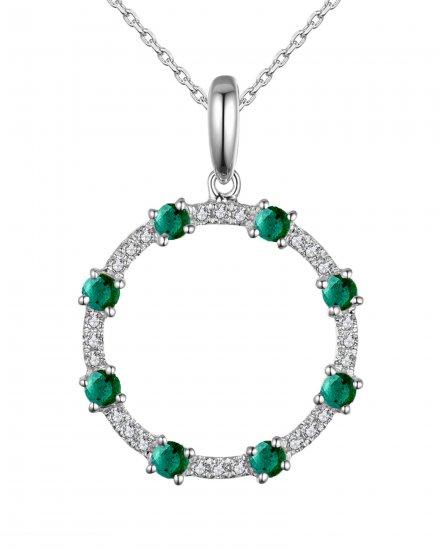 ROUND COLORED STONE DIAMOND PENDANT (TP1859)