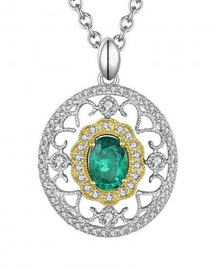 OVAL COLORED STONE DIAMOND PENDANT (TP1861)
